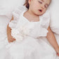 Vivian Embroidered White Cotton Baby Girl Romper