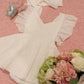 Vivian Embroidered White Cotton Baby Girl Romper