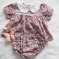 2Pcs Set Baby Girls Floral Print Collar Top and Shorts. 100% Cotton Clothing Set.