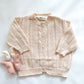 Baby Girl 3/4 Sleeve Button-Up Cotton Cardigan in Beige. Baby Clothes for Autumn Winter