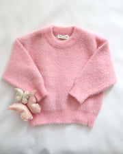 Girls Long Sleeve Pink Fluffy Sweater. Girl Clothes for Autumn Winter (1T-4T)