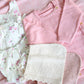 BUNDLE PACK Size 1T: Baby Girls Pink Knitted Cotton Romper & Amelia Floral 2Pc Set Top+ Bloomer & 2 Bonnets (RRP $137)