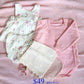 BUNDLE PACK Size 1T: Baby Girls Pink Knitted Cotton Romper & Amelia Floral 2Pc Set Top+ Bloomer & 2 Bonnets (RRP $137)