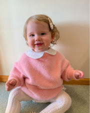 Girls Long Sleeve Pink Fluffy Sweater. Girl Clothes for Autumn Winter (1T-4T)