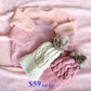 BUNDLE PACK Size 6-12m: Baby Girls Long Sleeve Knitted Peach & Dusty Pink Winter Jumper + 2 Knitted Beanies (RRP $142)