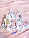 BUNDLE PACK Size 4T: Girls Angela Floral Peplum Cotton Spandex Top + 3 Embroidered Hair Clips (RRP $42)