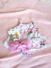 BUNDLE PACK Size 1T: Girls Angela Floral Peplum Cotton Spandex Top + 3 Embroidered Hair Clips + Knitted Headwrap (RRP $65)