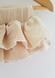 Baby Girls Beige Ribbed Cotton Jersey  Bloomer  (3-6m to 3T)