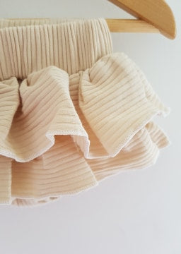 Baby Girls Beige Ribbed Cotton Jersey  Bloomer  (3-6m to 3T)