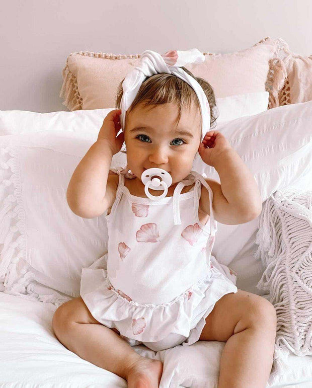 Baby Girls Aerin Petal Cotton Jersey Tie Shoulder Ruffle Romper (Limited Edition Print)