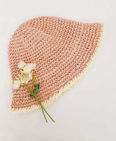 Maman Girls Sun hat - White Trim - Pink (6months to 6 Years)