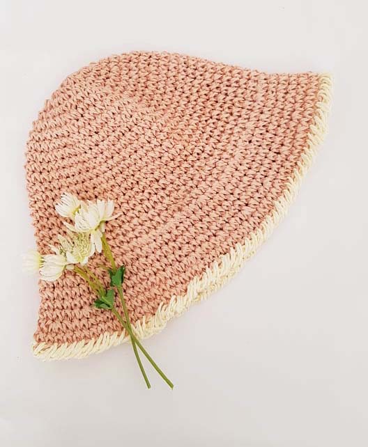 Maman Girls Sun hat - White Trim - Pink (6months to 6 Years)