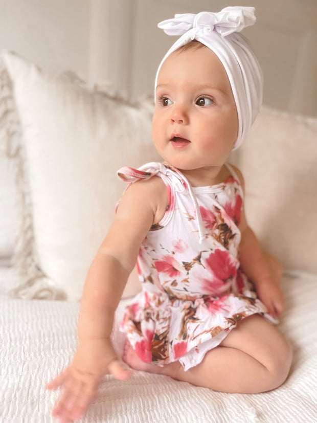Baby Girls Stella Floral Print Cotton Jersey Tie Shoulder Romper