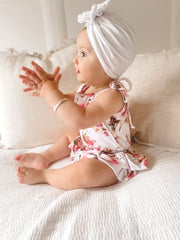 Baby Girls Stella Floral Print Cotton Jersey Tie Shoulder Romper