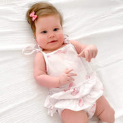 Baby Girls Aerin Petal Cotton Jersey Tie Shoulder Ruffle Romper (Limited Edition Print)