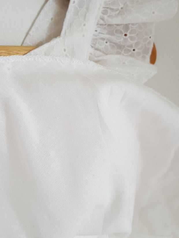 Vivian Embroidered White Cotton Baby Girl Romper