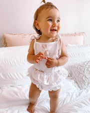 Baby Girls Aerin Petal Cotton Jersey Tie Shoulder Ruffle Romper (Limited Edition Print)