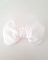 Girls White Oversized Bow Headband (Stretched Headwrap) (NB-4Yrs)