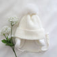 Baby Girls Pom Pom Knitted Fleece Lined Ear Flapped Beanie Hat for Autumn Winter.