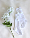 Baby Girls Knee High White Socks with Bow Decor