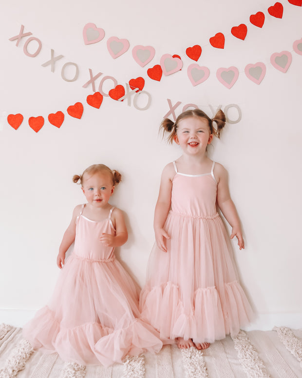 Girls Love Unconditionally Blush Pink Tutu Princess Dress (2T-7T)