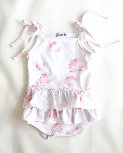 Baby Girls Aerin Petal Cotton Jersey Tie Shoulder Ruffle Romper (Limited Edition Print)