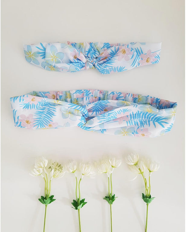 MATCHING Mums and Girls Blue Floral Stretch Headband