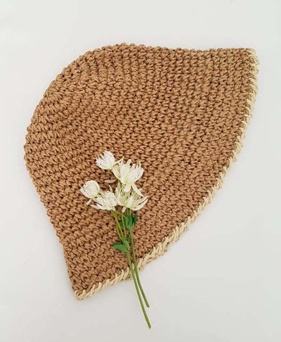 Maman Girls Sun hat - White Trim -Beige (6months to 6 Years)