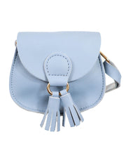 Girls Mini Marcie Blue Tassel PU Leather Cross Body and Shoulder Bag