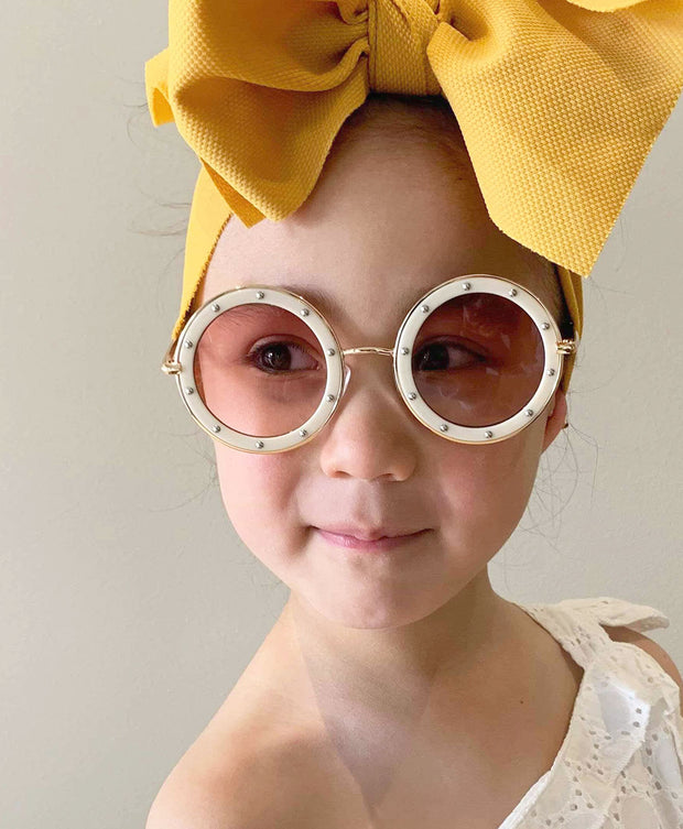 The Eyes of Claire : Studded Pattern Cream Frame Gradient Lens Sunglasses (1-8Yrs)