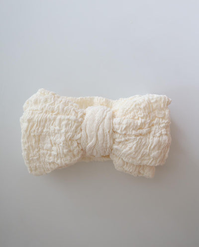 Girls Soft Nylon Textured Bow Headband (Stretched Headwrap) 3 Colors