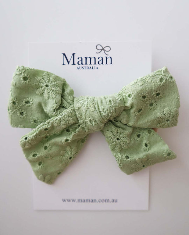 Baby Girls Embroidery Cotton Bow Headband 5 Colors (Newborn to 4Yrs)