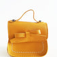 Girls Mini Mindy Mustard Bow PU Leather Cross Body and Shoulder Bag