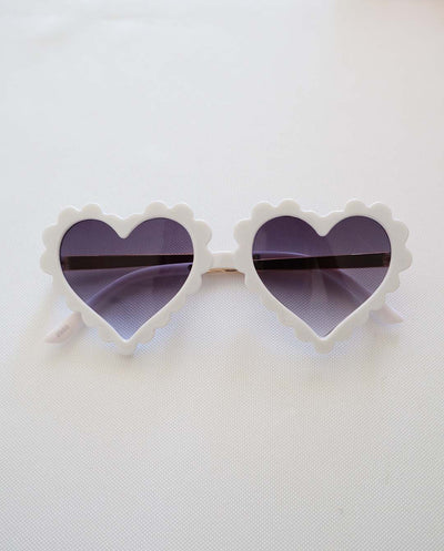 The Eyes of Pearlie : White Frame Light Grey Lens Heart Sunglasses (1-8Yrs)
