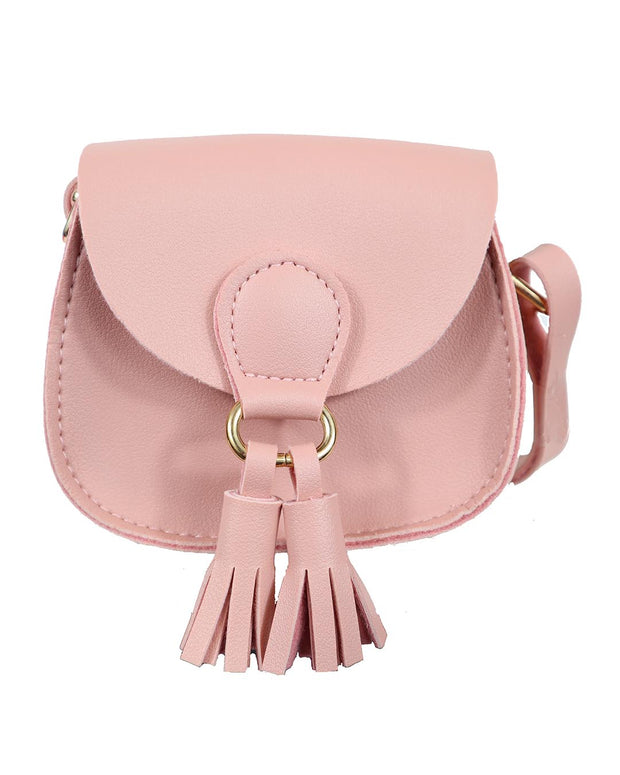 Girls Mini Marcie Pink Tassel PU Leather Cross Body and Shoulder Bag