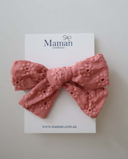 Baby Girls Embroidery Cotton Bow Headband 5 Colors (Newborn to 4Yrs)