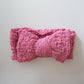 Girls Soft Nylon Textured Bow Headband (Stretched Headwrap) 3 Colors