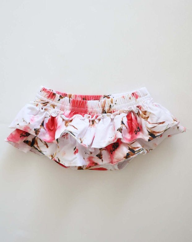 Baby Girls Stella Floral Print Cotton Jersey Frill Bloomer