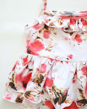 Girls Stella Floral Print Cotton Jersey Peplum Frill Top