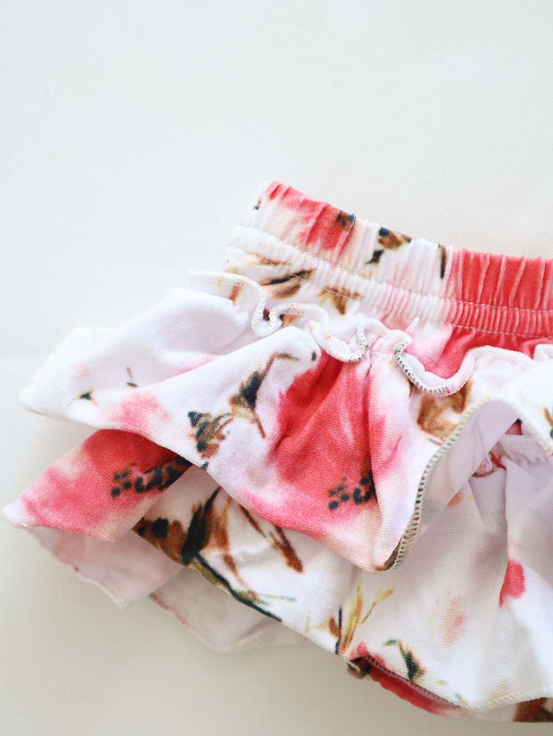 Baby Girls Stella Floral Print Cotton Jersey Frill Bloomer