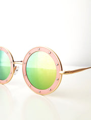 The Eyes of Claire : Studded Pattern Pink Frame Mirrored Lens Sunglasses (1-8Yrs)