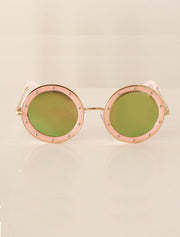 The Eyes of Claire : Studded Pattern Pink Frame Mirrored Lens Sunglasses (1-8Yrs)