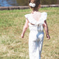 Girls Valentina White Embroidered Cotton Jumpsuit