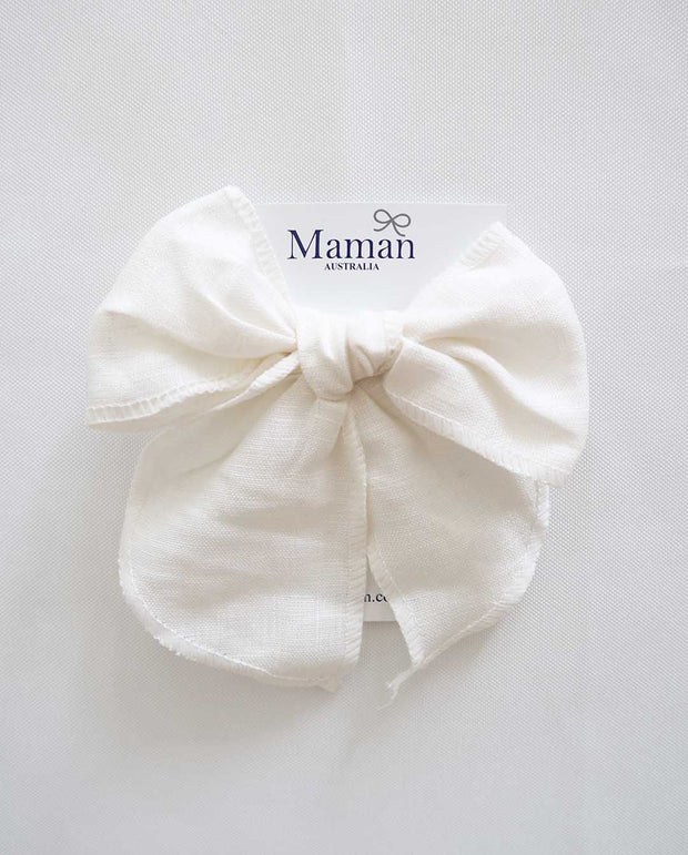 Girls Soft Linen Bow Hair Clip - 2 Colors